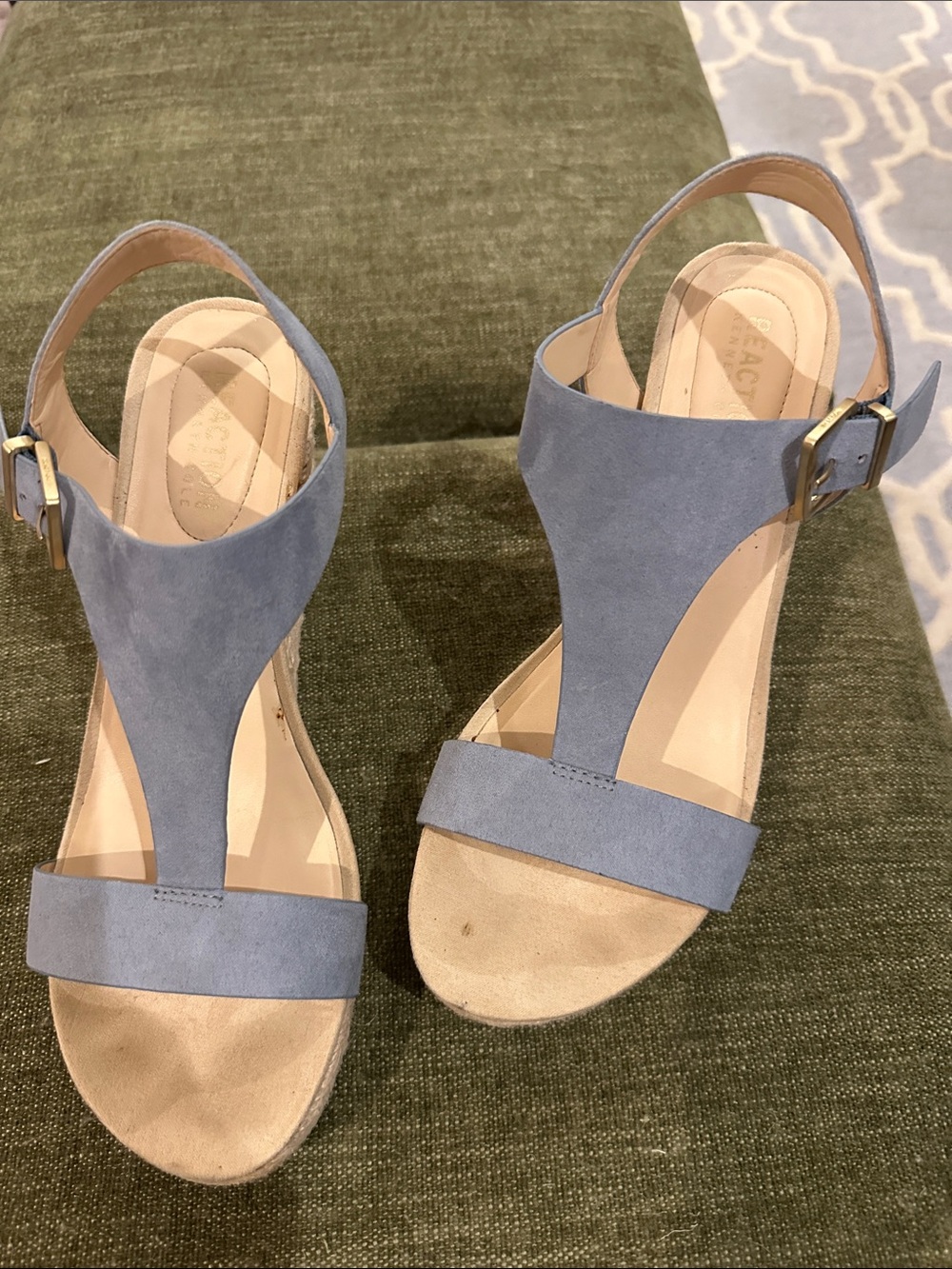 Reaction Kenneth Cole Suede T-Strap Slingback Sandals in Light Blue